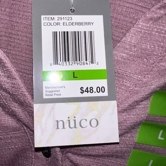 NWT Nuco Button V-Neck Elderberry Top Size L - Picture 4 of 6